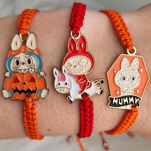 Halloween Bettelarmband: Kürbis, Geist, Mumie, verstellbare Makramee Schnur, Freundschaft Schmuck Geschenke