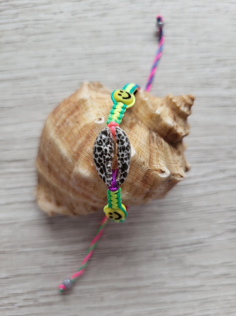 Leopard Cowrely Shell Leopard Print Cowrie Shell Macrame Bracelet: Adjustable Cord, Summer ...