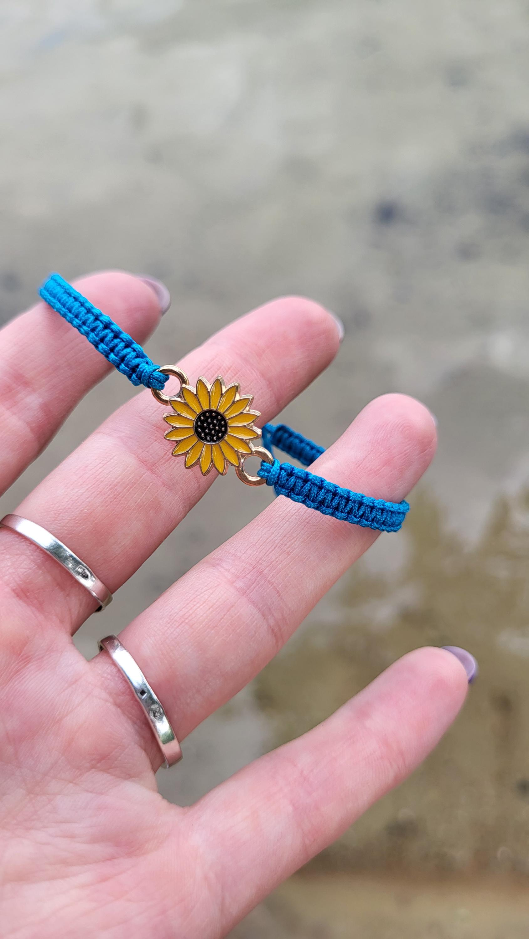 Sunflower Bracelet, Ukrainian Flag, Gift, Sunflower Wish Bracelet,  Hope Peace, Flower Wish Bracelet, Wish Bracelet, Birthday Gift, Gifts