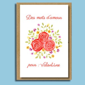 Carte à l'aquarelle personnalisée - St Valentin (A6,A5,A4 ...)