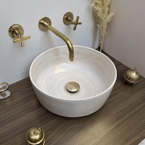 Handgefertigtes Keramikwaschbecken – Badezimmerwaschbecken – Designer-Keramikwaschbecken – Modernes Aufsatzwaschbecken – Badezimmerdekor