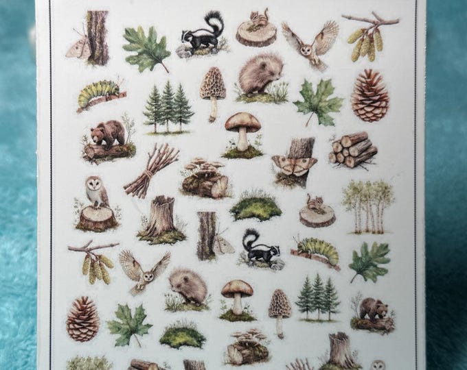Nature-themed nail stickers, Halloween nail art stickers, nail stickers for fingernails, water-slide nail decals featuring forest animals