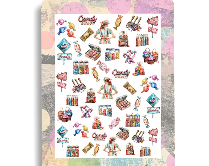 Candy nail stickers - waterslide nail decals - nail art sweets, candy, confectionery