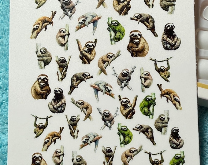 Sloth Nail Art Water Slide Stickers for Nails, Cute Sloth Nail Stickers, Sloth Tree