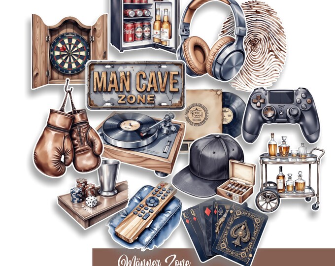 Men's Zone Sticker Self-adhesive - Boxing Gloves Fingerprint Controller Cigar Box Dartboard Remote Control Playing Cards