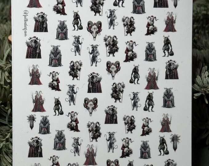 Krampus, Kramperl, Bartl Christmas Scary Figure Nail Stickers, Waterslide Decal for Nails