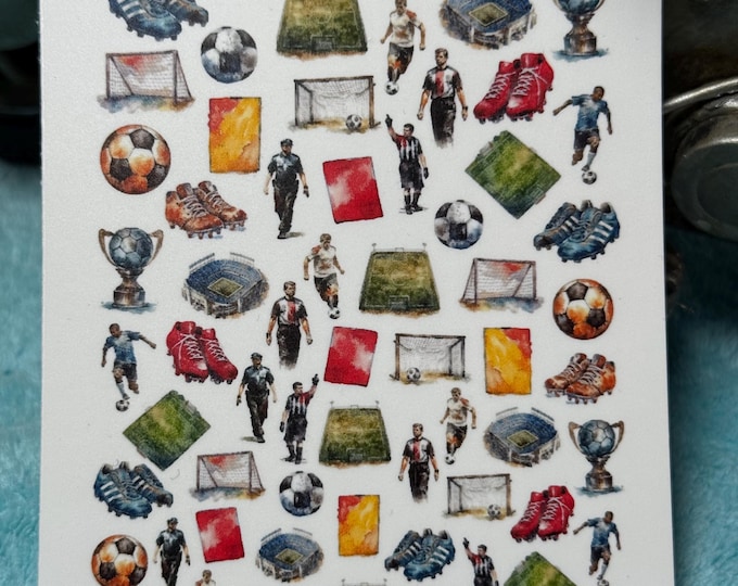 Football Water Nail Stickers, Water Slide Stickers for Nails, Sports Nail Art Stickers, Football Players, Referees, Stadium, Goal