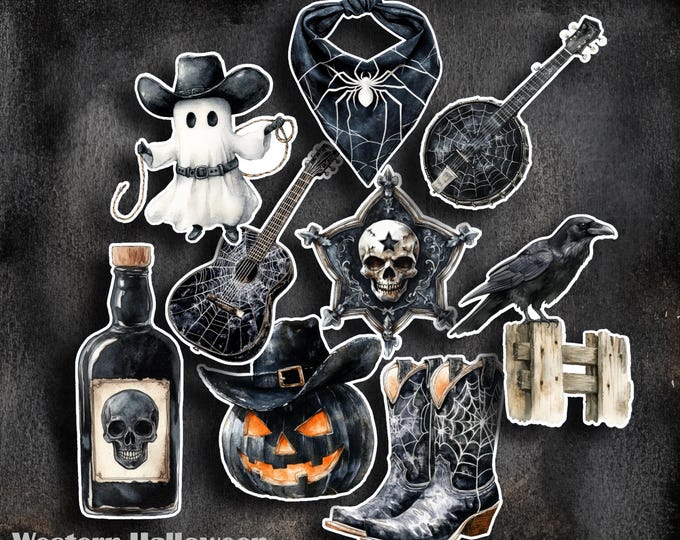 Western Halloween Waterproof Sticker Set