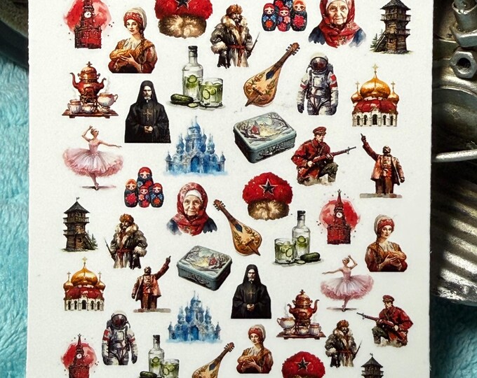 Russia Water Nail Stickers, Water Slide Stickers for Nails, Matryoshka Nail Art Stickers, Russian Culture Travel, Vacation