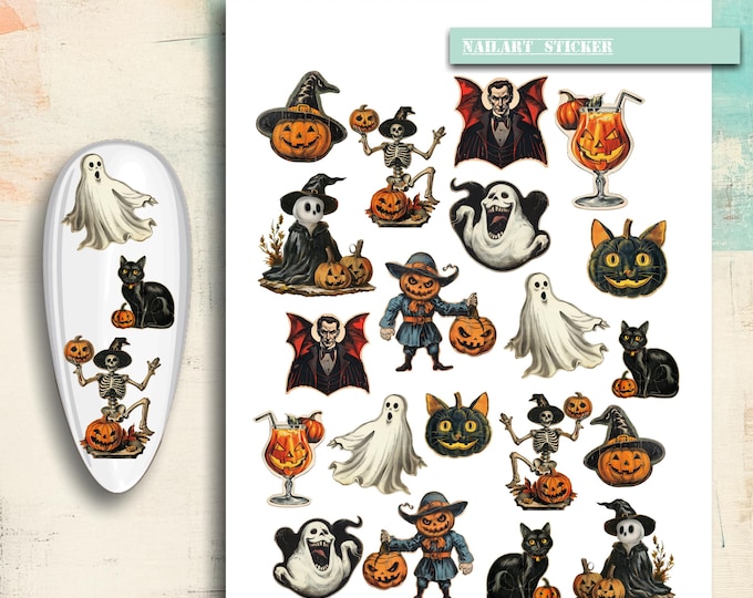 Nail Stickers / Halloween / Retro Halloween / Water Nail Decals / Spooky / Nail Art