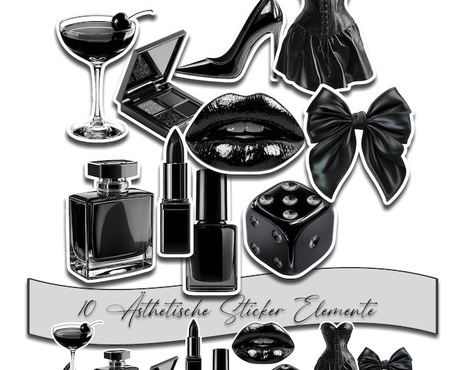 Sticker Set | Vinyl Stickers | Waterproof Stickers | Laptop Stickers | Black Aesthetic | Luxurious