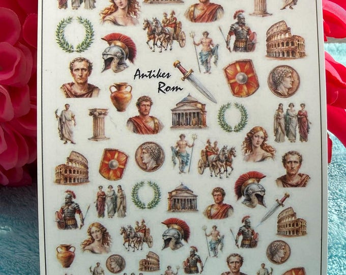 Water-Slide Nail Decals – Ancient Rome, Roman Soldier, Colosseum, Gladiator Nail Art