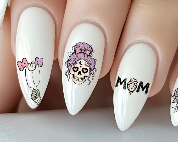 Mother's Day nail stickers, water-slide nail art stickers for nails, love, gratitude, comforter, loved one, scary cute mom