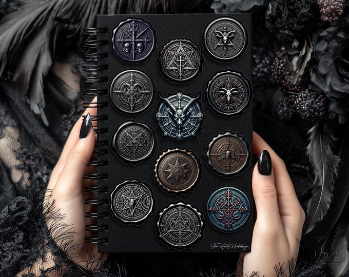 Seal Stickers – Gothic Wax Seal Stickers, Black Stickers, Decorative Stickers