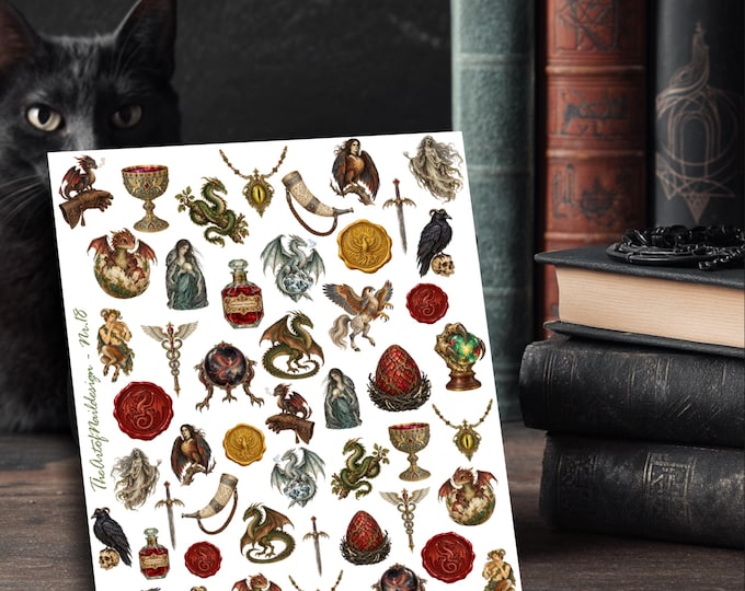 Mythologische Kreaturen Wasserschiebe Abziehbild Sticker I Nägel I Nail Art Nagel I Gotisch Viktorianisch, Drachen-Ei