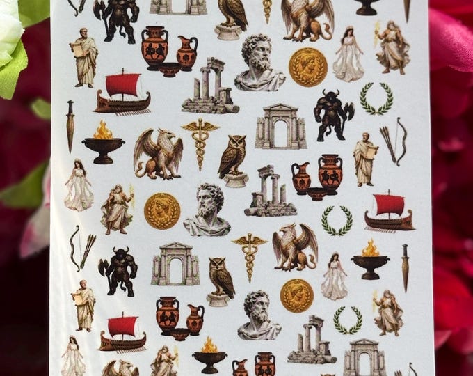 Water-Slide Nail Decals – Ancient Greek Mythology, Warriors, Temples, Gods Nail Art