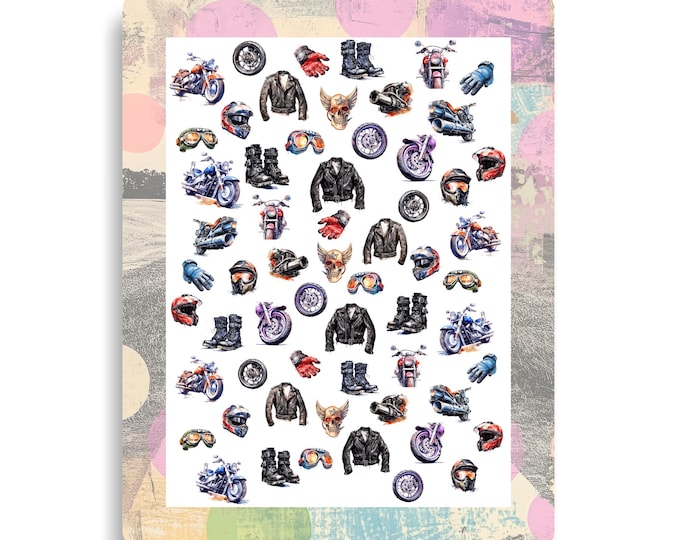 Nail Stickers / Motorcycle / Motorcycle Helmet, Motorcycle Boots, Biker Boots / Nail Art
