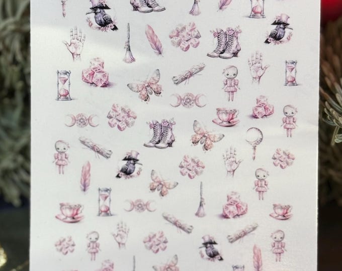 Magic nail stickers, witchcraft waterslide decals for nails, gothic nail art magic