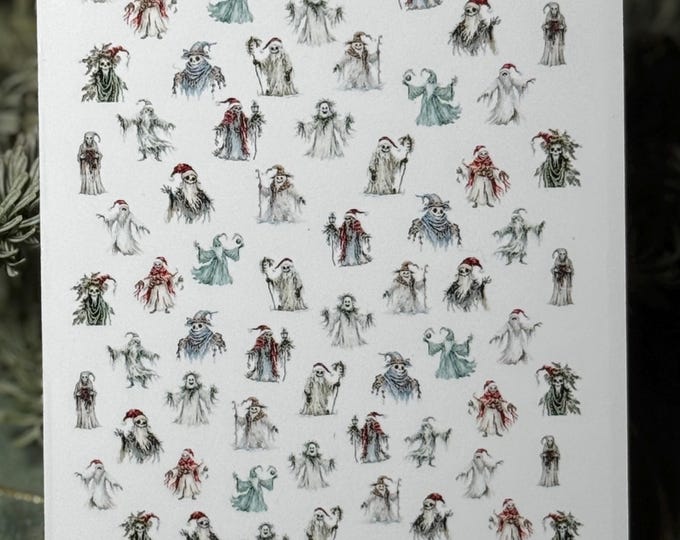 Nail Art Water Decals, Ghost, Gothic Christmas, Winter, Holidays, Water Slide Nail Decals