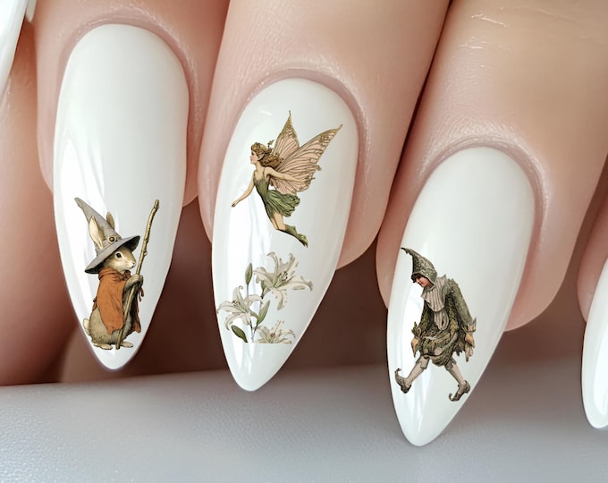 Enchanted Forest Water Nail Stickers, Water Slide Nail Stickers, Forest Landscape, Fairies, Animals, Insects