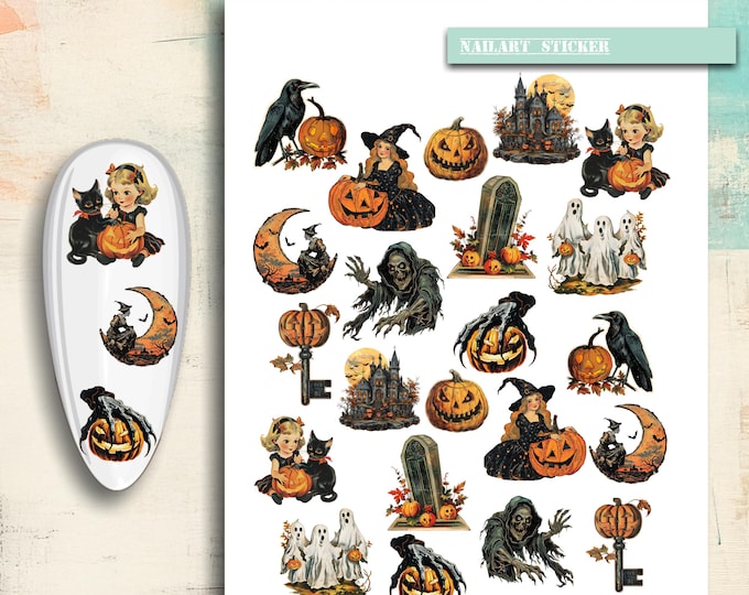 Nail Stickers / Halloween / Retro Halloween / Water Nail Decals / Spooky / Nail Art