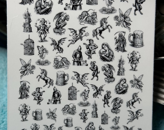 Medieval Europe Nail Stickers - Nail Stickers - Water Slide Stickers - Nail Art - Water Slide Nail Stickers - Vintage Europe - Antique