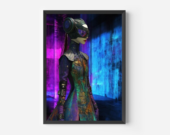Cyberpunk Poster Print - Gaming Room - Futuristic Sci-Fi Wall Art - Techno Print