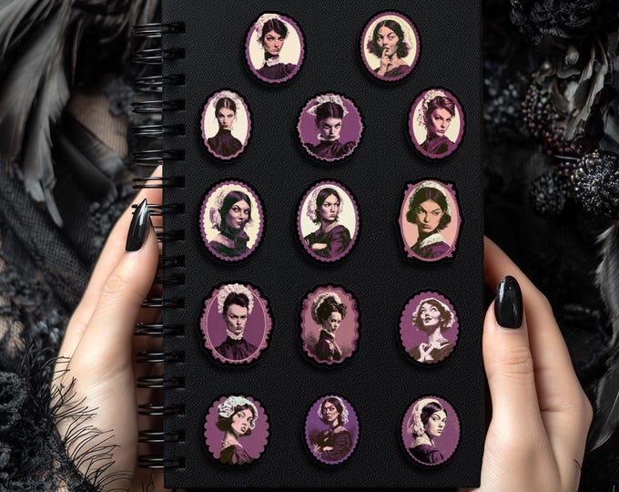 Expressive Faces – Vintage Portrait Wax Seal Stickers, Victorian Women Stickers, Wax Seals
