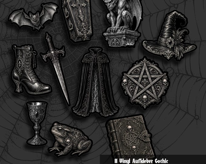 Gothic Stickers - Halloween Stickers - Toad, Bat