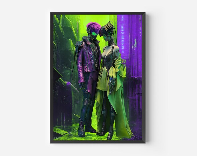 Cyberpunk Poster Print - Gaming Room - Futuristic Sci-Fi Wall Art - Techno Print