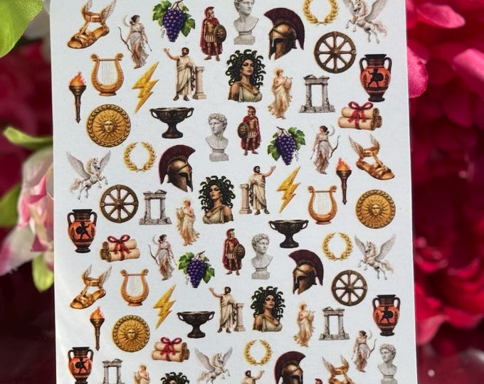 Water-Slide Nail Decals – Ancient Greek Mythology, Warriors, Temples, Gods Nail Art