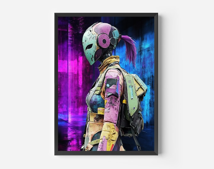 Cyberpunk Poster Print - Gaming Room - Futuristic Sci-Fi Wall Art - Techno Print