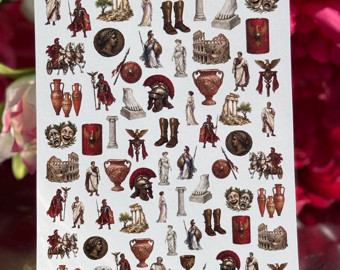 Nail Decals / Water-Slide Nail Decals – Ancient Rome, Roman Soldier, Colosseum, Gladiators Nail Art