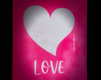 Herz Love Neon Hot Pink Weiss Moderne Wand Kunst Leinwand