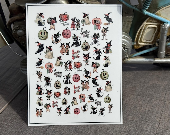 Vintage Halloween Water-Slide Nail Decals | Retro Kitsch Nail Art | 1950s Style