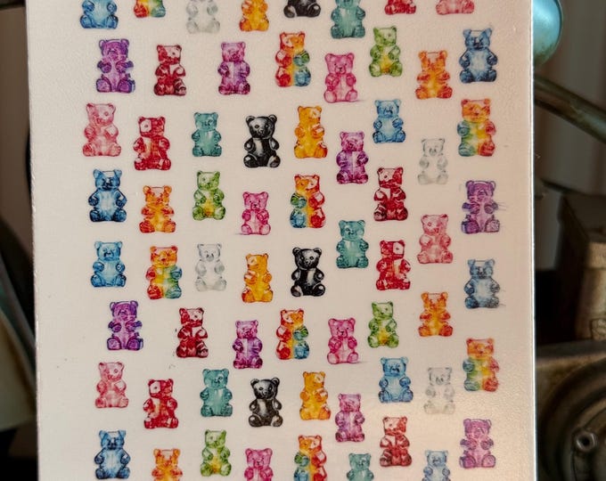 Bear nail stickers, water nail decals, gummy bear nail art, nail tattoo