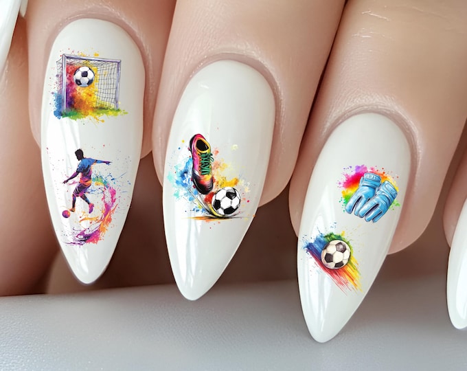Football Water Nail Stickers, Water Slide Stickers for Nails, Sports Nail Stickers, Football Goal