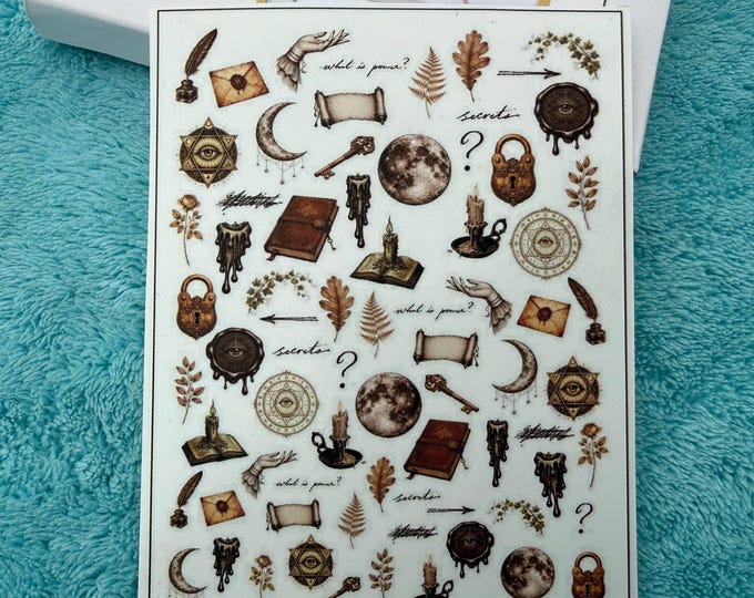 Dark Academia Water Nail Stickers, Water-Slide Decals, Literature & Education Themed Nail Art Stickers
