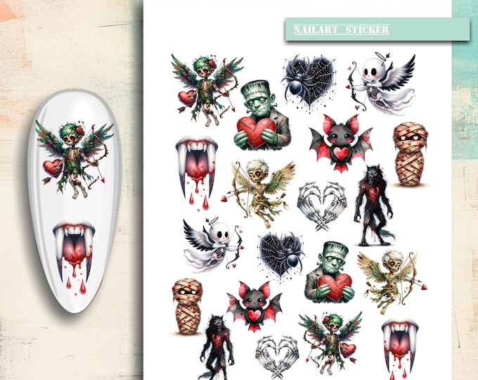 Nail Stickers / Halloween / Gothic Halloween / Water Nail Decals / Spooky Factor / Nail Art