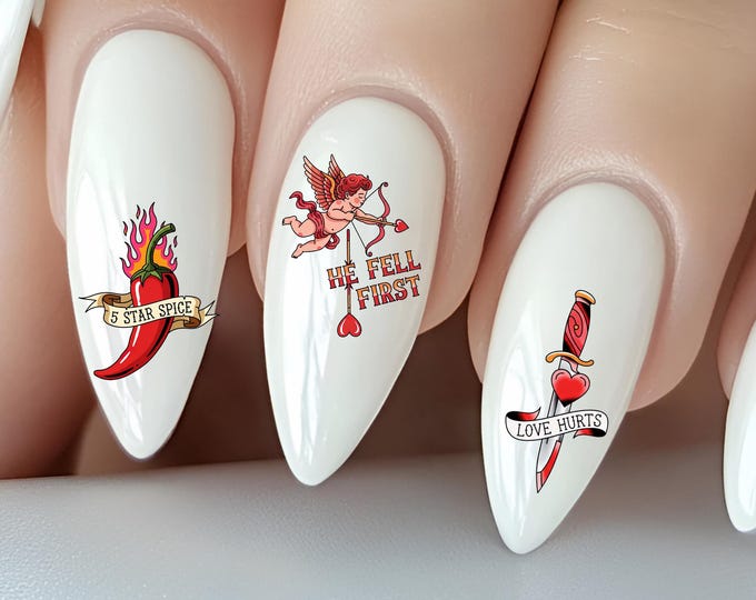 Spicy Romance Water Nail Stickers, Water Slide Stickers for Nails, Love, Monster Lovers, Valentine's Day, Spicy Love