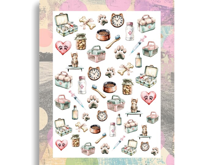 Nail Water Decals Animal Lover - Veterinarian - Animal Box - Waterslide Nail Art - Treats Dog Bone Animal Paw