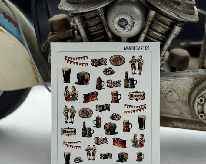 Oktoberfest nail stickers / Water-based nail decals / Beer lovers, beer festival, beer garden