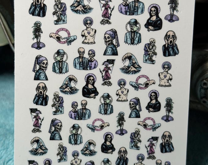 Gothic pastel classic art waterslide stickers for nails, nail art nail stickers, creepy cute horror