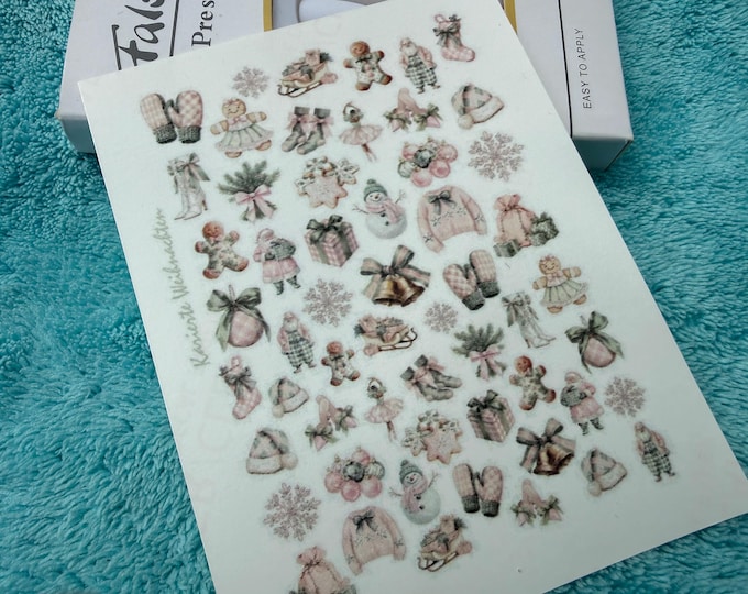 Plaid Christmas Water-Slide Nail Decals – Snowman, Christmas, Winter, Holiday Themes