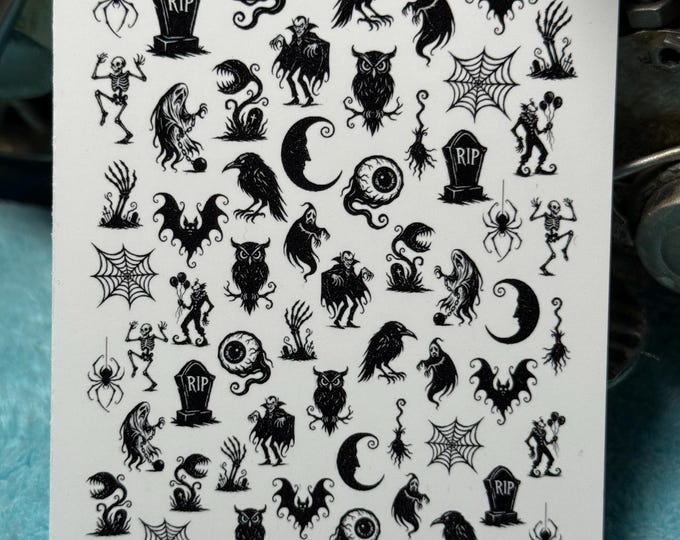 Halloween Horror Water Nail Stickers, Water Slide Stickers for Nails, Nail Art Stickers Spider, Spiderweb, Ghost