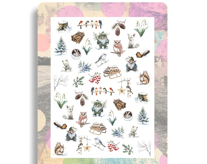 Winter Woodland Animals Nail Stickers - Waterslide Nail Decals - Nail Art Christmas Forest, Winter, Snow, Cute Woodland Animals