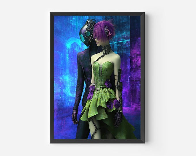 Cyberpunk Poster Print - Gaming Room - Futuristic Sci-Fi Wall Art - Techno Print
