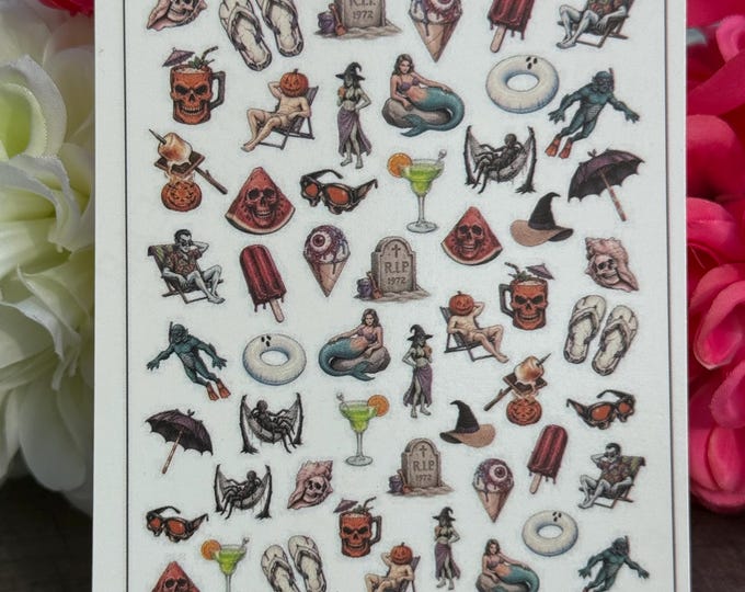 Water-Slide Nail Decals – Halloween & Summer Nail Art