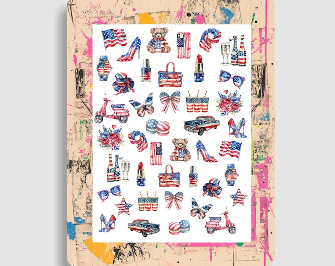 4th of July - Waterslide Nail Decals - Independence Day