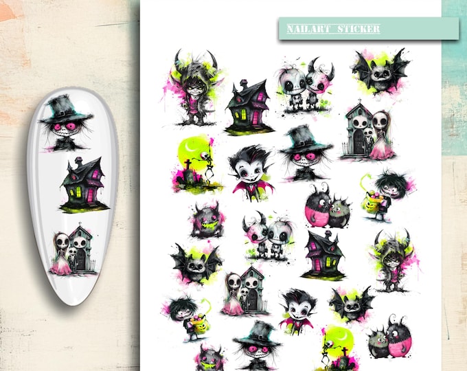 Nail Stickers / Halloween / Neon Halloween / Water Nail Decals / Spooky / Nail Art